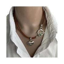 Colar Feminino Étnico Vintage Boêmio Com Pingente Redondo De Cordão De Couro E Contas, Joia Para