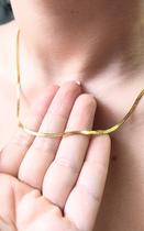 Colar feminino fita folheado a ouro modelo rabo de gato