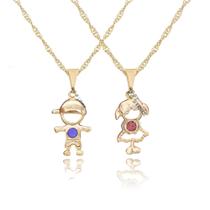 colar feminino folheado dourado mini pingente Casal Menina menino filho azul vermelha gargantilha