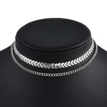 Colar Feminino Gargantilha Choker Prata 2 Fios Escamas