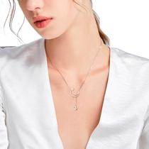 Colar Feminino Gargantilha Estrela E Lua Moda Hipie Prateado -