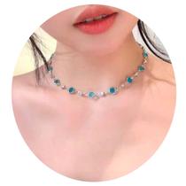 Colar Feminino Gargantilha Prateado Minimalista Zirconia