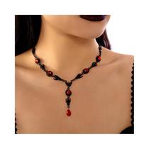 Colar Feminino Gótico Preto Com Corrente De Borlas E Contas De Cristal Feito À Mão, Joia Para Festa Colar Feminino Gótico Preto Com Corrente De Borlas E Contas De Cristal Feito À Mão, Joia Para Festa