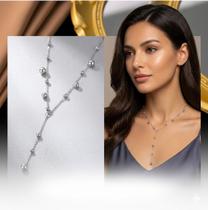 Colar Feminino Gravatinha Bolinhas Prata Luxo Aço Inoxidável Colar Feminino Gravatinha Bolinhas Prata Luxo Aço Inoxidável