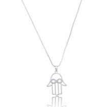 Colar Feminino Hamsá Infinito Gargantilha com Pingente Prata