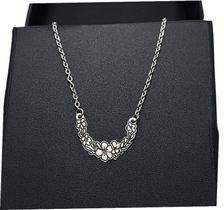 Colar feminino inox pingente flor prateado corrente cordão 50cm cp996