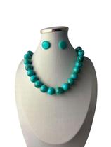 Colar Feminino Kit Com Brinco 22 Bolas Em Resina
