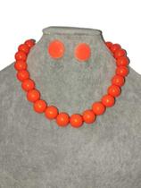 Colar Feminino Kit Com Brinco 22 Bolas Em Resina