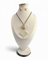 Colar Feminino Kit Com Brinco Pedra Resina Elegante Cristais