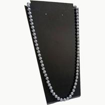 Colar feminino longo cinza miçangas