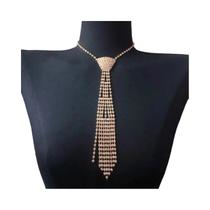 Colar Feminino Longo Com Franjas E Strass Brilhantes Para Festas
