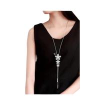 Colar Feminino Longo Com Pingente De Cristal E Borla, Folhas Vazadas E Flor, Acessório Para Suéter Colar Feminino Longo Com Pingente De Cristal E Borla, Folhas Vazadas E Flor, Acessório Para Suéter