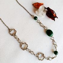 Colar feminino longo verde escuro