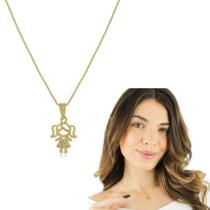 Colar feminino Mãe de menina/menino banhado a Ouro