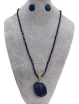 Colar Feminino Maxi Cristal Kit Com Brinco Elegante Cristal