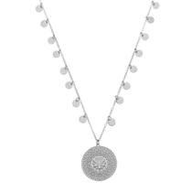 Colar feminino medalha flor de lótus cresça evolua floresça folheado em ródio branco Colar feminino medalha flor de lótus cresça evolua floresça folheado em ródio branco