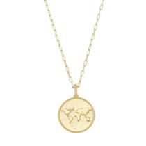 Colar feminino medalha mapa mundi sonhe alto folheado a ouro 18k Colar feminino medalha mapa mundi sonhe alto folheado a ouro 18k