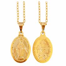 Colar Feminino Medalha Milagrosa Nossa Senhora Das Graças Banhado a Ouro 18k