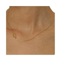 Colar Feminino Minimalista Com Pingente De Letra Inicial Em Aço Inoxidável Banhado a Ouro 18K