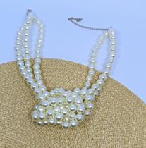 Colar Feminino Mix Pérolas com Nó Gargantilha triplo Maxi pérola branco Luxo Elegante blogueira Tendência Moda 2024 Colar Feminino Mix Pérolas com Nó Gargantilha triplo Maxi pérola branco Luxo Elegante blogueira Tendência Moda 2024