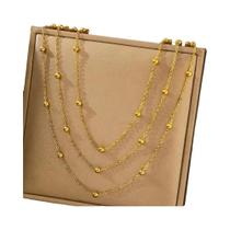 Colar Feminino Multicamadas de Aço Inoxidável com Contas Delicadas - Joia de Alta Qualidade Colar Feminino Multicamadas de Aço Inoxidável com Contas Delicadas - Joia de Alta Qualidade