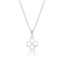 Colar feminino não escurece aço inox antialérgico prata 4 folhas Amizade Trevo Sorte