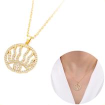 Colar Feminino Olho Grego Cravejado Banho Ouro 18k Rodio Branco Semi joias Zirconia