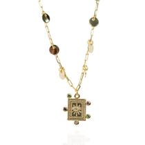 Colar feminino olho grego e 5 pedras banhado a ouro 18k Colar feminino olho grego e 5 pedras banhado a ouro 18k