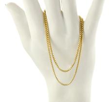 Colar Feminino Ouro 18k Veneziana 6 Diamantada 60 Cm Maciça
