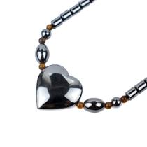 Colar Feminino Pedra Natural Hematita Coração 40cm