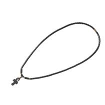 Colar Feminino Pedra Natural Hematita Cruz Ansata 40Cm