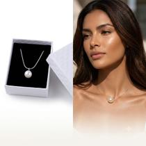 Colar Feminino Perola Prata Fio Invisível Flutuante + Caixa para Presente Luxuosa Presente Perfeito Colar Feminino Perola Prata Fio Invisível Flutuante + Caixa para Presente Luxuosa Presente Perfeito