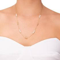 Colar Feminino Pérolas e Esferas Banhado a Ouro 18k Colar Feminino Pérolas e Esferas Banhado a Ouro 18k