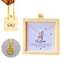 Colar Feminino Pingente Árvore Da Vida Presente Esposa Aniversário com Caixinha Colar Feminino Pingente Árvore Da Vida Presente Esposa Aniversário com Caixinha