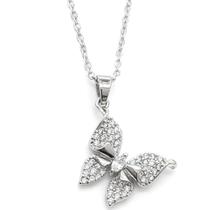 Colar Feminino Pingente Borboleta Zênite Cravejada Aço Inox Colar Feminino Pingente Borboleta Zênite Cravejada Aço Inox