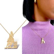 Colar Feminino Pingente Cavalo Prova do Laço Rodeio Semijoia