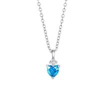 Colar Feminino Pingente Coração Azul Prata Banhado Elegante Diário Colar Feminino Pingente Coração Azul Prata Banhado Elegante Diário