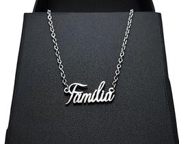 Colar feminino pingente familia corrente cordão 50cm inox cp1229