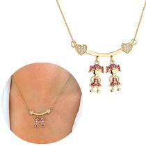 Colar Feminino Pingente Filho Casal Menino Menina Semijoia