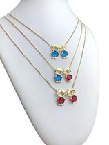 Colar Feminino Pingente Filhos Filhas Casal Cravejado Mãe