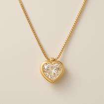 Colar Feminino Ponto De Luz Coração Banho a Ouro 18K