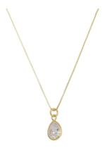 Colar Feminino Ponto De Luz Pingente Gota Banho De Ouro 18k