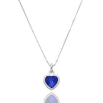 Colar Feminino Ponto De Luz Prata 925 + Caixinha Garantia Nf / 45 / Azul