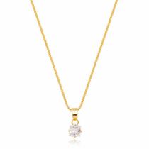 Colar Feminino Ponto De Luz Quadrado Banhado a Ouro 18K Colar Feminino Ponto De Luz Quadrado Banhado a Ouro 18K