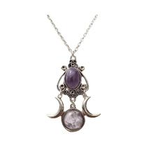 Colar Feminino Retrô Deusa Da Lua Com Ametista, Joia Criativa Com Relevo De Vampiro E Personalidade Colar Feminino Retrô Deusa Da Lua Com Ametista, Joia Criativa Com Relevo De Vampiro E Personalidade