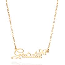 Colar Feminino Rommanel com Pingente Gratidão Banhado a Ouro 18K 532577