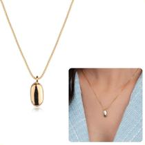 Colar Feminino Semi Joias Pingente Baguete Garantia Banho Ouro 18k Rodio Branco Acessórios Noiva Festa Formatura