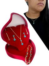 Colar Feminino Semijoia Corrente Veneziana Fina Com Pingente + Pulseira + Conjunto De Brincos Colar Feminino Semijoia Corrente Veneziana Fina Com Pingente + Pulseira + Conjunto De Brincos