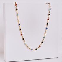 Colar Feminino Sequência Cristais Coloridos