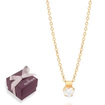Colar Feminino Solitário Rommanel Com Zircônia Banhado A Ouro 18k Presente Feminino Colar Feminino Solitário Rommanel Com Zircônia Banhado A Ouro 18k Presente Feminino